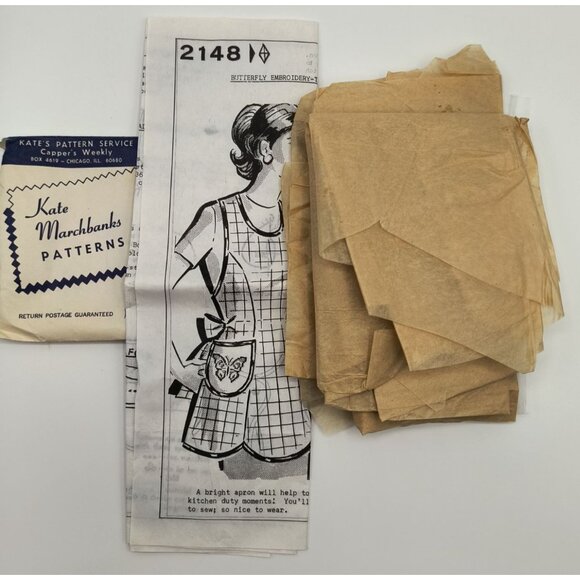 Kate Marchbanks Vintage Apron Sewing Pattern 2148 With Embroidery - Picture 2 of 2